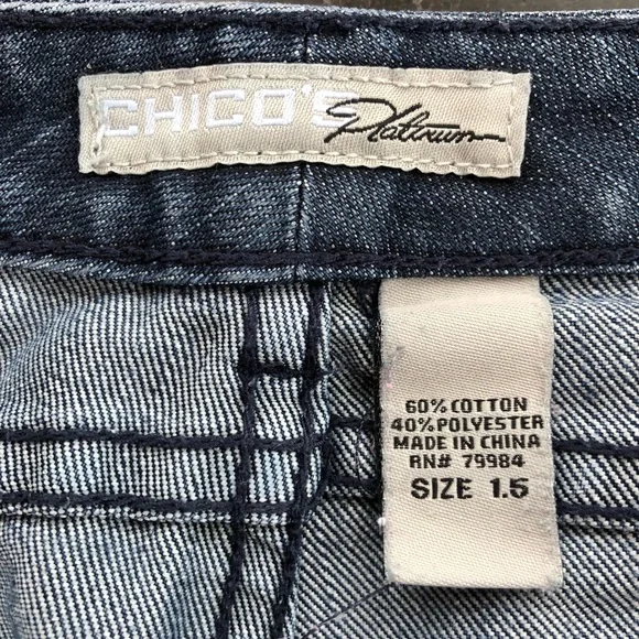 Dark wash ankle jeans with cute zippered back pockets by Chico’s Platinum - Picture 9 of 11